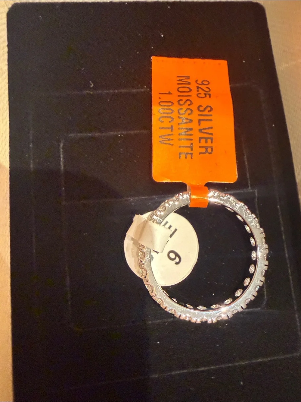 Sterling Silver Moissanite Band with Round Stones 9.25 Size 9